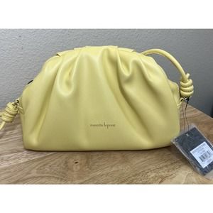 Nanette Lepore Nadia Half Moon Pleated Crossbody Purse Yellow.W10”xL7”xD3”Approx